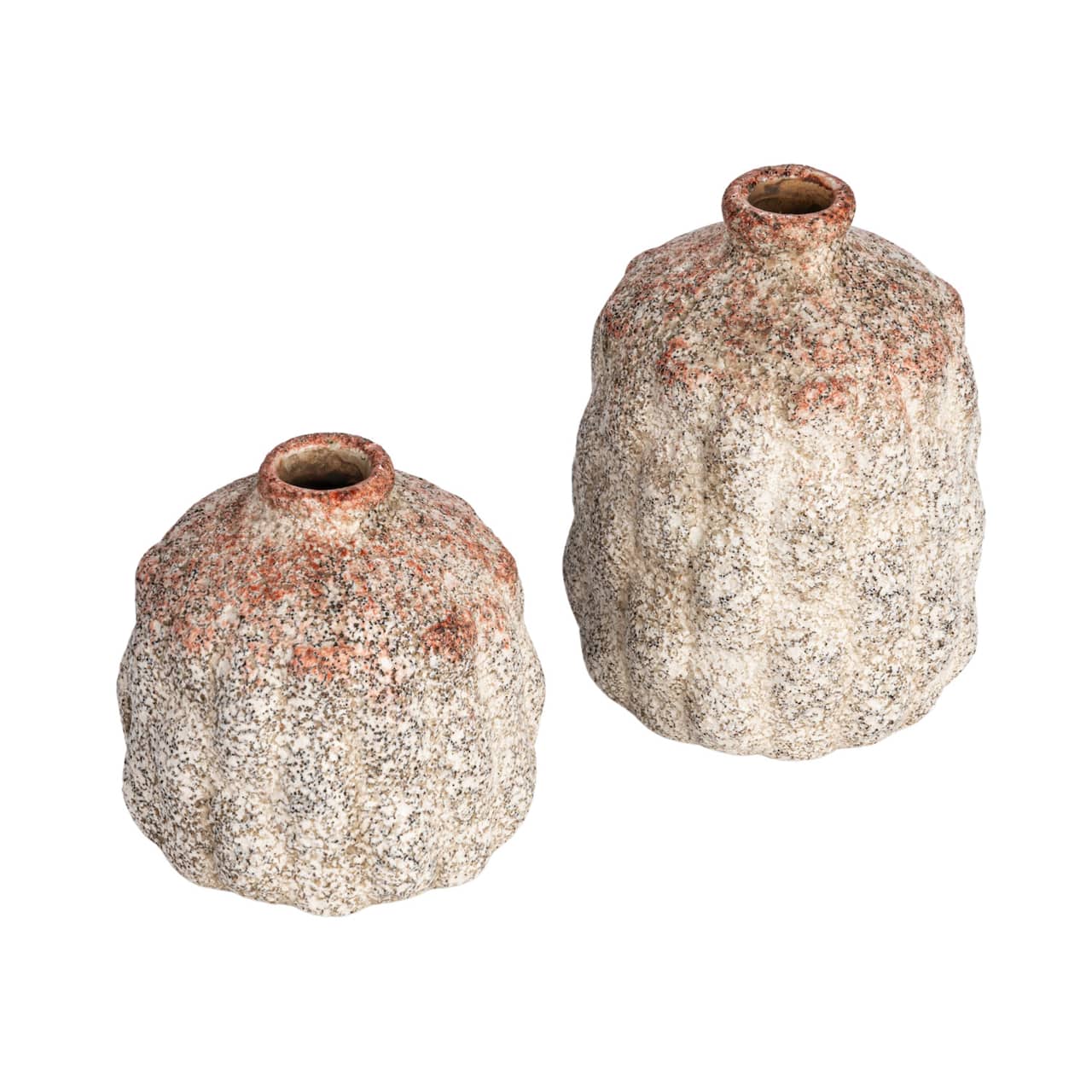 Hello Honey® Cream Terra Cotta Vase with Raised Rectangle Pattern Set